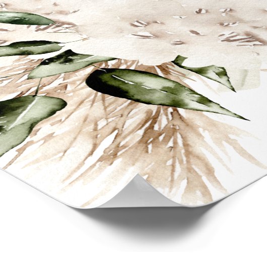 Boho Palm Pampas & Beige Floral Open Bar 2 Poster (Hoek)