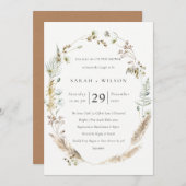 Boho Palm Pampas Grass Flora Couples Shower Invite Bedankkaart (Voorkant / Achterkant)