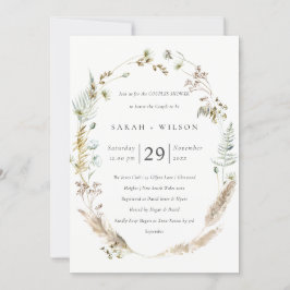 Boho Palm Pampas Grass Flora Couples Shower Invite Bedankkaart