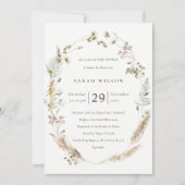 Boho Palm Pampas Grass Floral Baby shower Invite Bedankkaart (Voorkant)