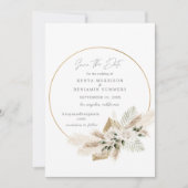 Boho Palm Pampas Grass Floral Save the Date Kaart (Voorkant)