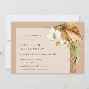 Boho Palm Rust Floral Arch Couples Shower Invite Bedankkaart