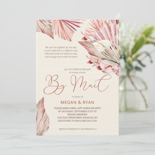 Boho Palm Rustic Dried Foliage Baby shower per Mai Kaart (Staand voorkant)
