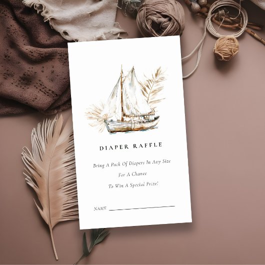 Boho Palm Sailboat Luier Raffle Baby Shower Informatiekaartje