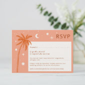 Boho Palm Springs Sinaasappel Wedding RSVP-kaart RSVP Kaartje (Staand voorkant)