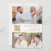 Boho Palm Stof Aardse Bloemige Boog QR Code Trouwe Kaart (Achterkant)