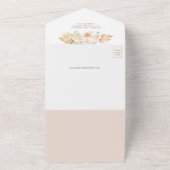 Boho Palm Stof Aardse Bloemige QR Code Huwelijk All In One Uitnodiging (Buitenkant)