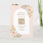 Boho Palm Stof Aardse Bloemrijke Boog QR Code Trou (Achterkant)