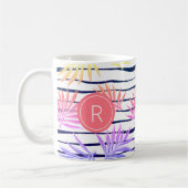 Boho Palm Stripe Pattern Monogram Coffee Mok (Links)