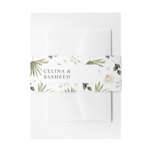 Boho Palmblad & Beige Bloem 2  Uitnodigingen Wikkel