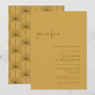 Boho Palmblad Botanische Gele Koppels Bruiloft Kaart