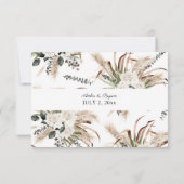 Boho Palmblad Eucalyptus & Beige Bloemen geen Maal RSVP Kaartje (Achterkant)
