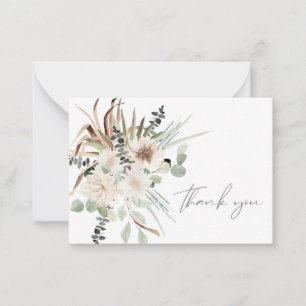 Boho Palmblad Eucalyptus & Beige Bloemen Notitiekaartje