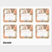 Boho palmbladeren |Hydrangeas Baby shower Bookplat Vierkante Sticker (Vel)