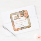 Boho palmbladeren |Hydrangeas Baby shower Bookplat Vierkante Sticker (Envelop)