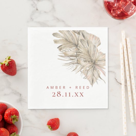 Boho palmbladeren terracotta roest moderne boog servet (Insitu)