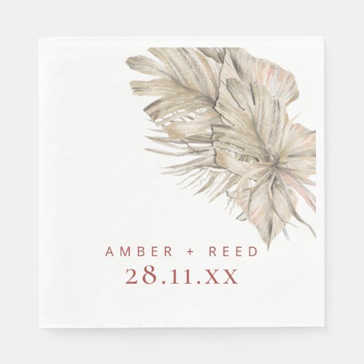 Boho palmbladeren terracotta roest moderne boog servet (Voorkant)