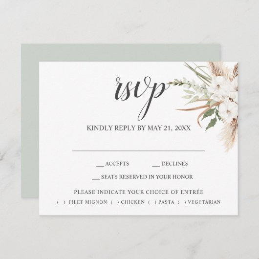 Boho Pampa Gras Bladeren Trouw RSVP Bijlage Auto (Voorkant / Achterkant)