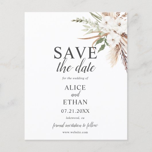 Boho Pampa Gras Groene Save The Date (Voorkant)