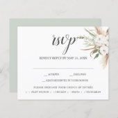 Boho Pampa Grass Leaves Wedding RSVP (Voorkant / Achterkant)