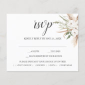 Boho Pampa Grass Leaves Wedding RSVP (Voorkant)