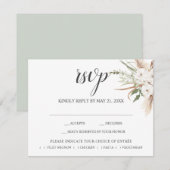 Boho Pampa Grass Leaves Wedding RSVP Enclosure Car Informatiekaartje (Voorkant / Achterkant)