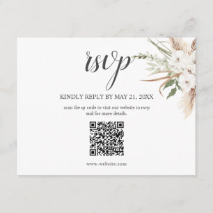 Boho Pampa Grass Leaves Wedding RSVP Enclosure Car Informatiekaartje