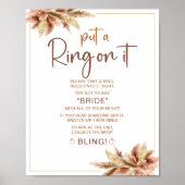 Boho Pampa Grass | Ring Game Vrijgezellenfeest tek Poster (Voorkant)