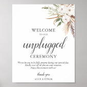 Boho Pampa Greenery Unplugged Wedding Sign Poster (Voorkant)