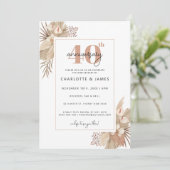 Boho Pampagras 40ste trouwjubileum Kaart (Staand voorkant)