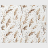 Boho Pampagras Beige Bruin Ster Patroon (1) Cadeaupapier (Vlak)