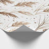 Boho Pampagras Beige Bruin Ster Patroon (1) Cadeaupapier (Hoek)