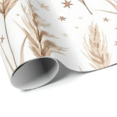 Boho Pampagras Beige Bruin Ster Patroon (1) Cadeaupapier (Rol Hoek)