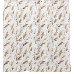Boho Pampagras Beige Bruin Ster Patroon (1) Douchegordijn