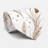 Boho Pampagras Beige Bruin Ster Patroon (1) Stropdas (Opgerold)