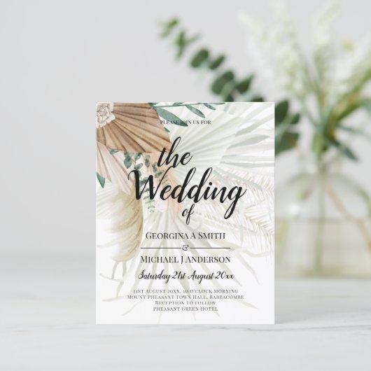 BOHO Pampagras Beige Groen Terracotta Bruiloft (Staand voorkant)