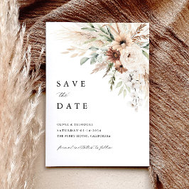 Boho Pampagras Bloemen Bruiloft Save The Date