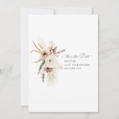 Boho Pampagras Bloemen Bruiloft Save The Date (Achterkant)