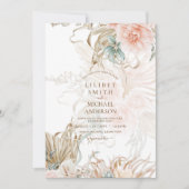 Boho Pampagras Bloemige Koraal Salie Bruiloft (Voorkant)