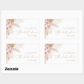 Boho Pampagras Bruiloftsborrel Rechthoekige Sticker (Vel)