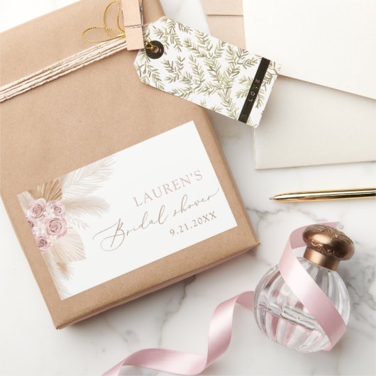 Boho Pampagras Bruiloftsborrel Rechthoekige Sticker (Geschenken)