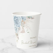 Boho Pampagras Pastelblauwe Bloemrijke Bruidsdouch Papieren Bekers (Achterkant)