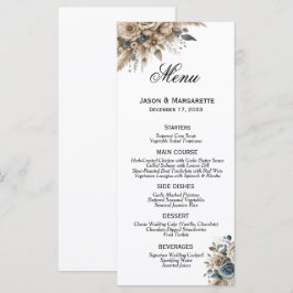 Boho Pampagras Stofblauw Bloemen Modern Menu