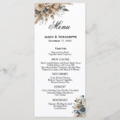 Boho Pampagras Stofblauw Bloemen Modern Menu (Voorkant)
