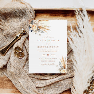 Boho Pampagras Trouwbloemen  Kaart