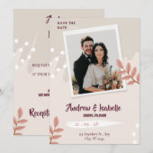 Boho Pampagras Uitnodigingskaart voor Save the Dat Date (Voorkant / Achterkant)