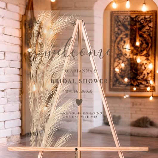 Boho pampagras waterverf bruiloftsshower welkom acryl bord