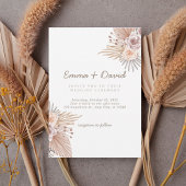 Boho Pampas and Blush Rose Wedding Invitation Kaart