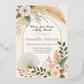 Boho Pampas Arch Baby Borrel Folie Uitnodiging (Voorkant)