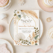 Boho Pampas Arch Baby Borrel Folie Uitnodiging